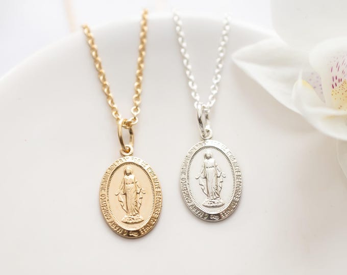 Miraculous Medal Necklace in Gold Filled or Sterling Silver