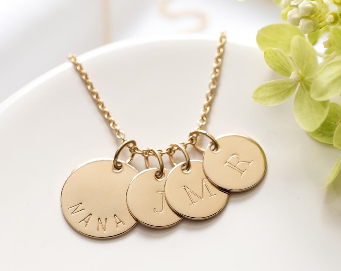 Nana Necklace, Personalized with Grandkids Initials, Grandma Necklace, Gift for Nana, Gold Filled