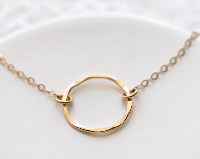 Dainty Circle Necklace, Gold Filled