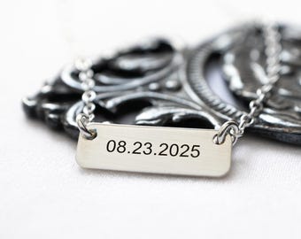 Custom Date Necklace, Sterling Silver