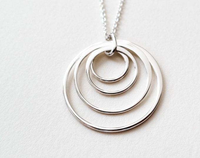 Sterling Silver Four Circle Necklace, 4 Sisters Jewelry, 4 Children, 40th Birthday, Gift for Her