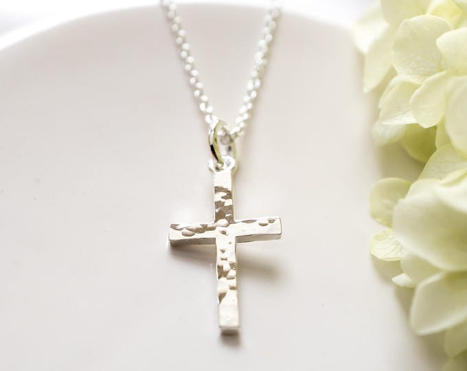 Sterling Silver Hammered Cross Necklace