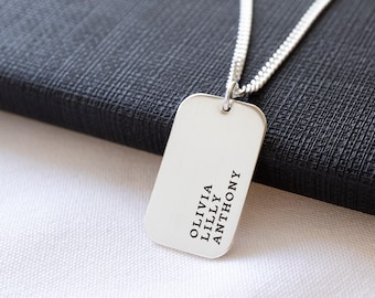 Father Necklace Personalized with Kids' Names, Sterling Silver