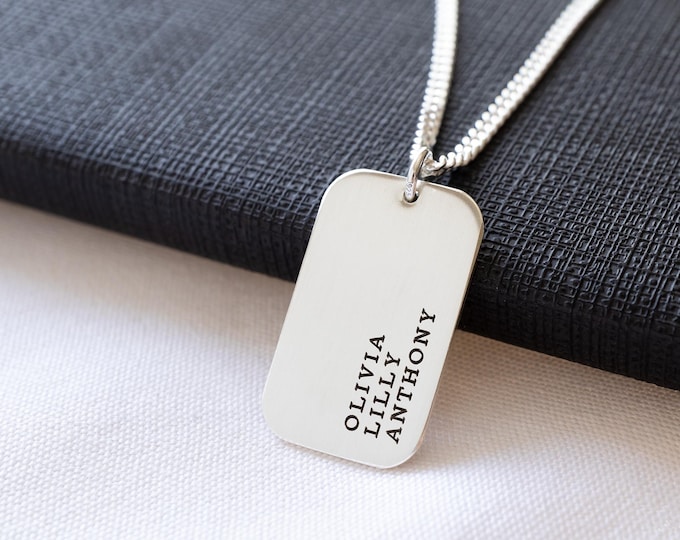Father Necklace Personalized with Kids' Names, Sterling Silver
