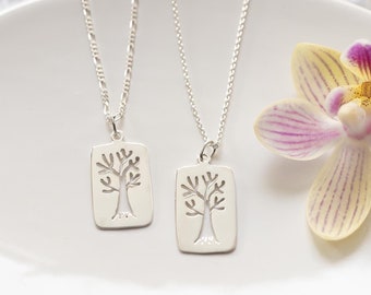 Modern Family Tree Necklace, Sterling Silver