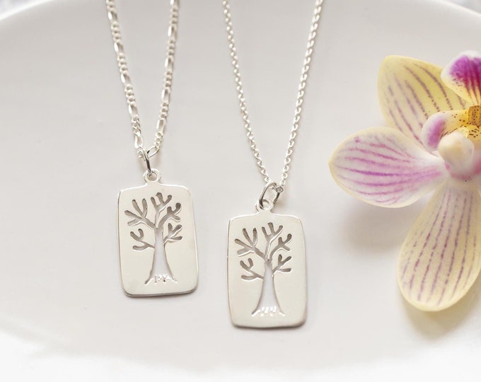 Modern Family Tree Necklace, Sterling Silver