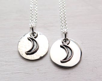Tiny Crescent Moon Necklace, Sterling Silver