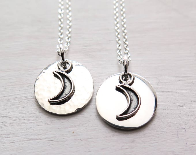 Tiny Crescent Moon Necklace, Silver Moon Necklace, Moon and Sun, Celestial Jewelry, Minimalist Jewelry, Dainty, Sterling Silver