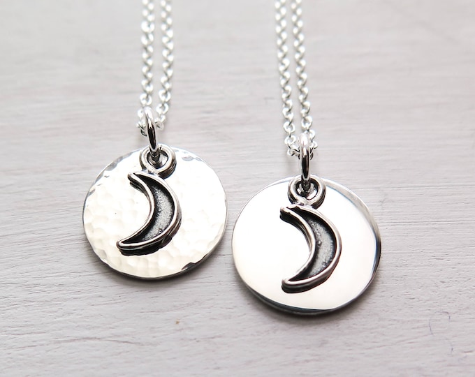 Tiny Crescent Moon Necklace, Sterling Silver