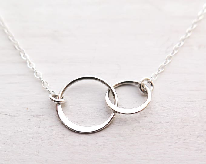 Two Circle Necklace, 2 Sisters Necklace, 2 Children, Best Friends Gift, Sterling Silver