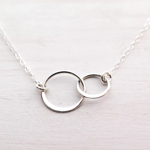 Two Circle Necklace, 2 Sisters Necklace, 2 Children, Best Friends Gift, Sterling Silver