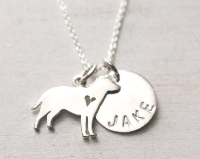 Labrador Retriever Necklace Personalized with Name, Sterling Silver