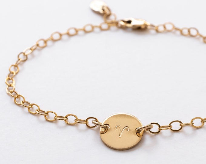 Dainty Zodiac Bracelet in Gold Filled, Zodiac Sign Bracelet