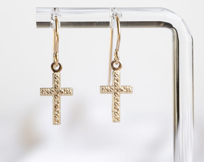 Dainty Cross Earrings in Gold Filled