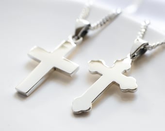 Sterling Silver Chunky Cross Necklace for Men