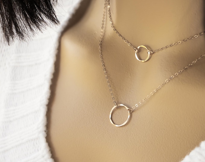 Dainty Circle Necklace, Gold Filled