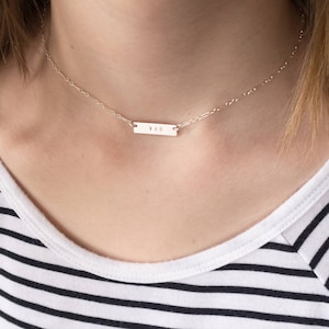 I Love You, 143 Necklace, Horizontal Bar Choker, Love Jewelry, Dainty, Gift for Her, Gift for Girlfriend, Sterling Silver