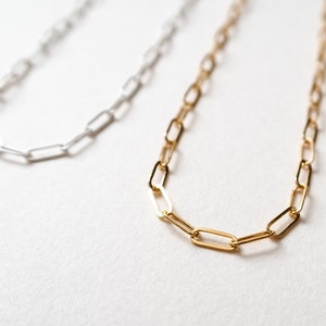 Dainty Paperclip Choker Necklace, Sterling Silver or Gold Filled, Delicate Layering Chain