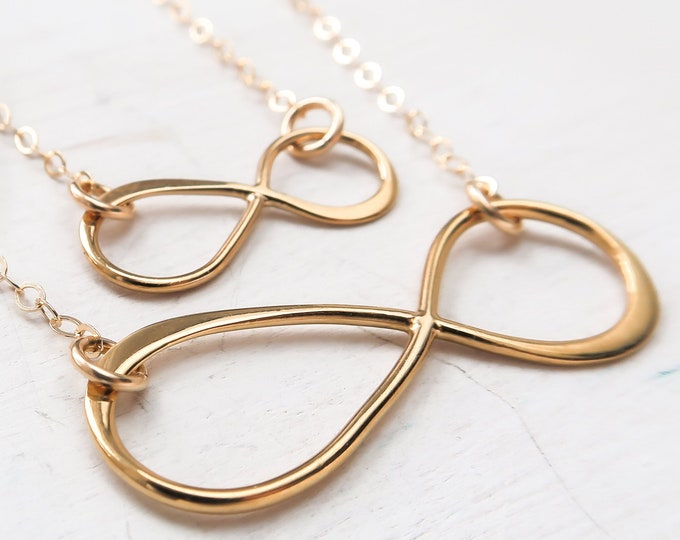 Gold Infinity Necklace, Small OR Large, Dainty, Gold Filled