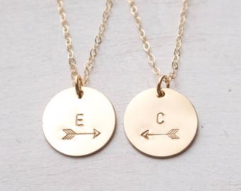 Personalized Arrows Necklace Set for Best Friends, Gold Filled