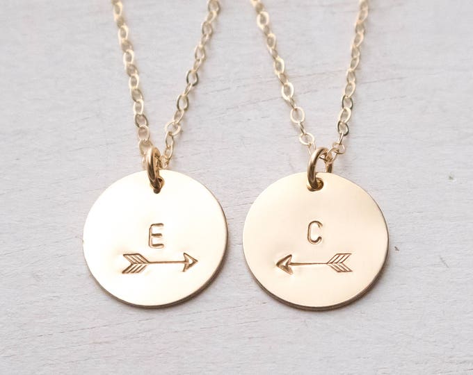 Personalized Arrows Necklace Set for Best Friends, Gold Filled