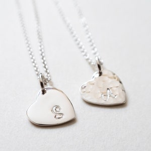 Initial Heart Necklace in Sterling Silver, Tiny Personalized Heart Necklace, Dainty Jewelry, Gift for Her, Gift for Girlfriend