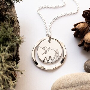 Mountain Necklace in Sterling Silver, Wanderlust Jewelry, Mountains are Calling, Gift for Adventurer and Outdoor Lover