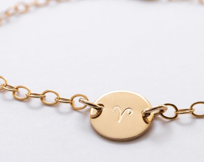 Dainty Zodiac Bracelet in Gold Filled, Adjustable