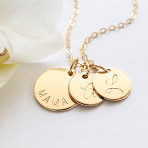 Dainty Mama Necklace with Kids Initials, Gold Filled, Personalized Mom Necklace, Custom Gift for Mom, Mother's Day Gift