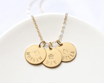 Custom Pet Name Necklace in Gold Filled, Gift for Pet Loss