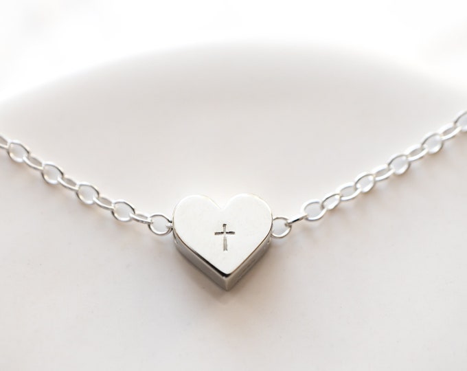 Heart full of Faith, Sterling Silver Choker Necklace, Confirmation Gift for Girl