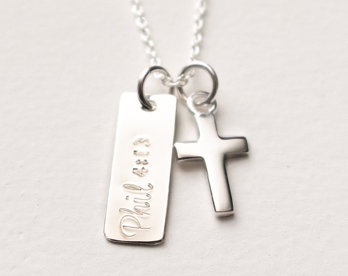 Custom Bible Verse Necklace, Christian Jewelry, Religious Gift, Sterling Silver