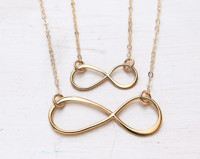 Gold Infinity Necklace, Small OR Large, Dainty, Gold Filled