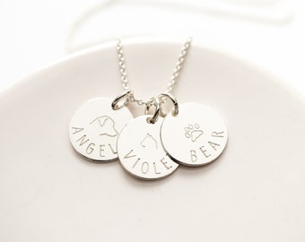 Sterling Silver Pet Name Necklace, Dog Memorial, Cat Memorial, Gift for Pet Loss, Jewelry Personalized with Pets' Names