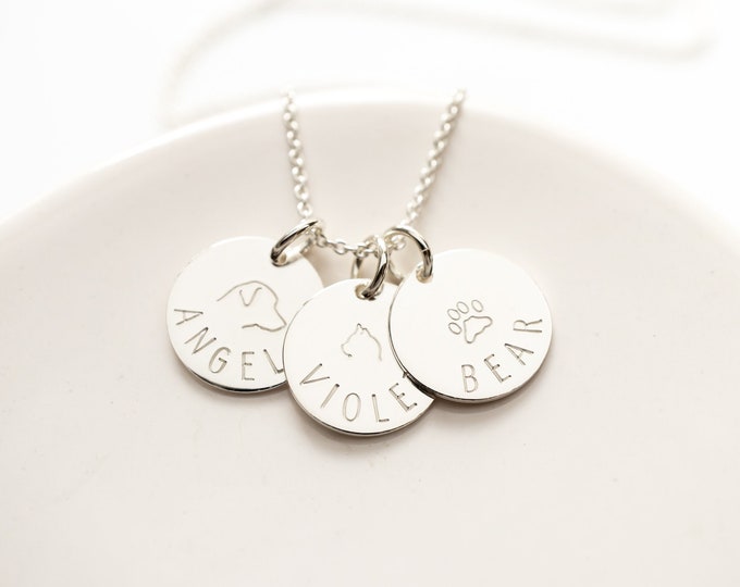 Sterling Silver Pet Name Necklace, Dog Memorial, Cat Memorial, Gift for Pet Loss, Jewelry Personalized with Pets' Names