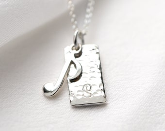 Personalized Musical Note Necklace in Sterling Silver