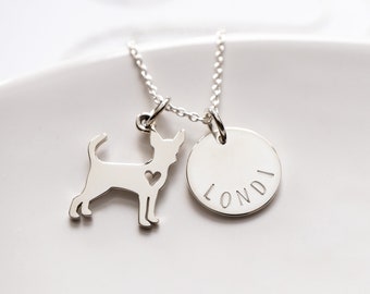Personalized Chihuahua Necklace, Sterling Silver