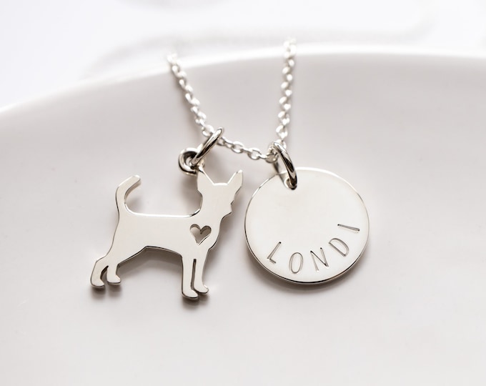 Personalized Chihuahua Necklace, Sterling Silver