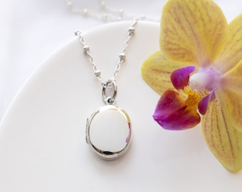 Sterling Silver Locket Necklace, Romantic Gift for Her