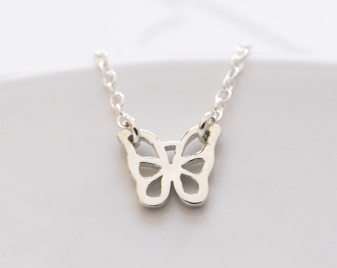 Tiny Butterfly Necklace, Sterling Silver, Butterfly Choker, Dainty Everyday Jewelry, Gift for Her, Teenage Girl Jewelry