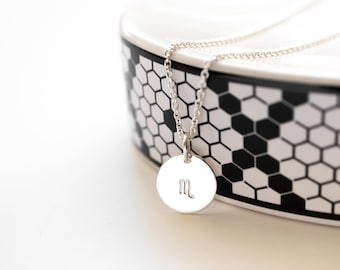 Tiny Zodiac Necklace in Sterling Silver, Dainty Zodiac Sign Charm