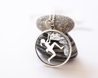 Rock Climbing Girl Necklace in Sterling Silver, Climb Like a Girl, Adventure Jewelry