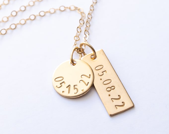 Custom Date Necklace, Gold Filled, Birthdate Charms, Personalized Gift for Mother or Grandma