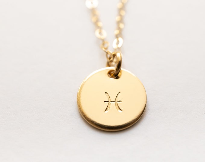 Dainty Zodiac Sign Necklace, Gold Filled