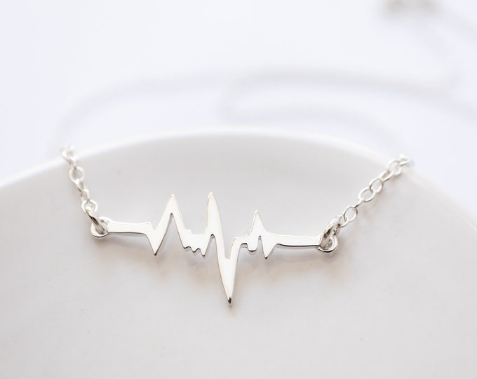 Sterling Silver Heartbeat Necklace, Heartbeat Choker