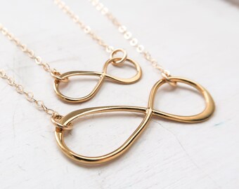 Gold Infinity Necklace, Small OR Large, Dainty, Gold Filled