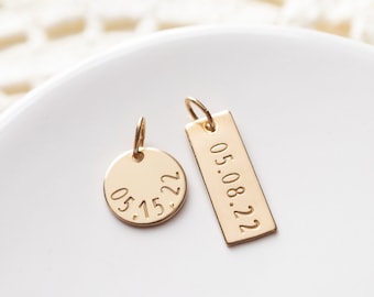 Pendentif date, pièce jointe, breloque date personnalisée, breloque date de naissance, date spéciale, bijoux pour date, date de mariage, estampé à la main