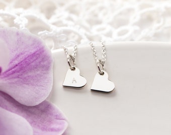 Teeny Tiny Heart Necklace in Sterling Silver, Personalized with Initial