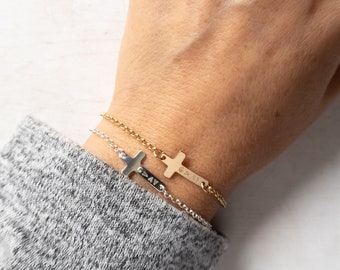 God Is Greater Than The Highs and Lows Bracelet, Sideways Cross Bracelet, Religious Jewelry, Christian Jewelry, Sterling Silver, Gold Filled