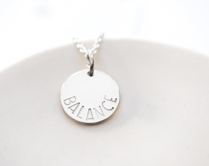Balance Necklace in Sterling Silver, Word of the Year Necklace, Inspirational Jewelry